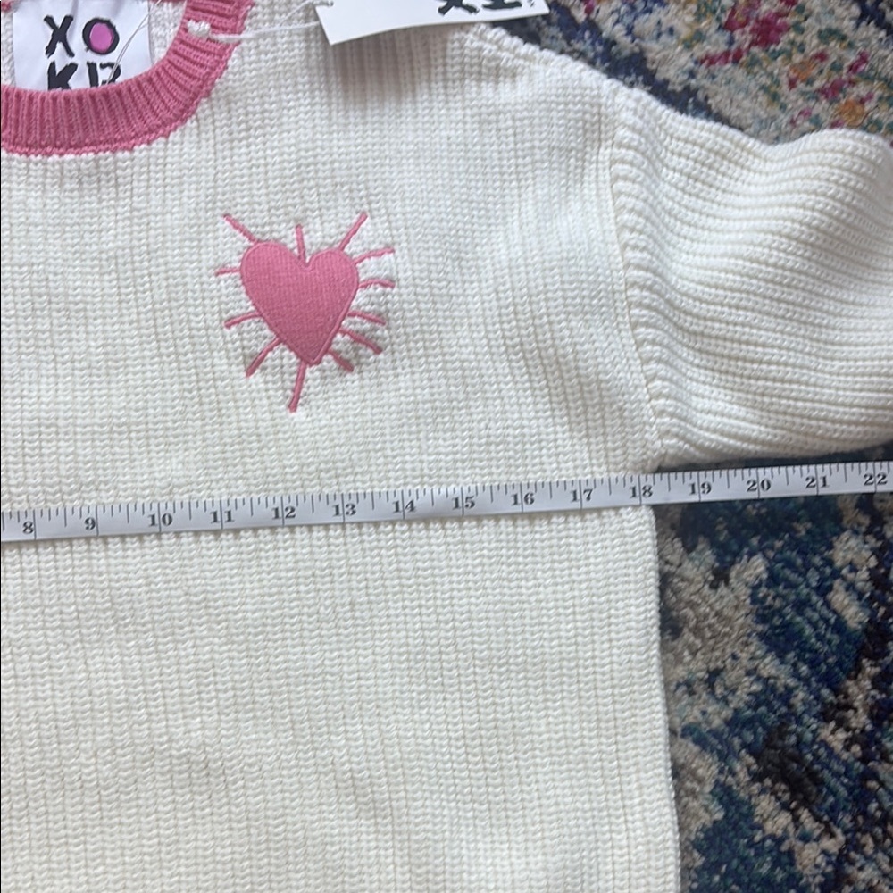 Kerri Rosenthal Pink and White Crew Neck Sweater with Playful Motifs - Picture 4 of 6